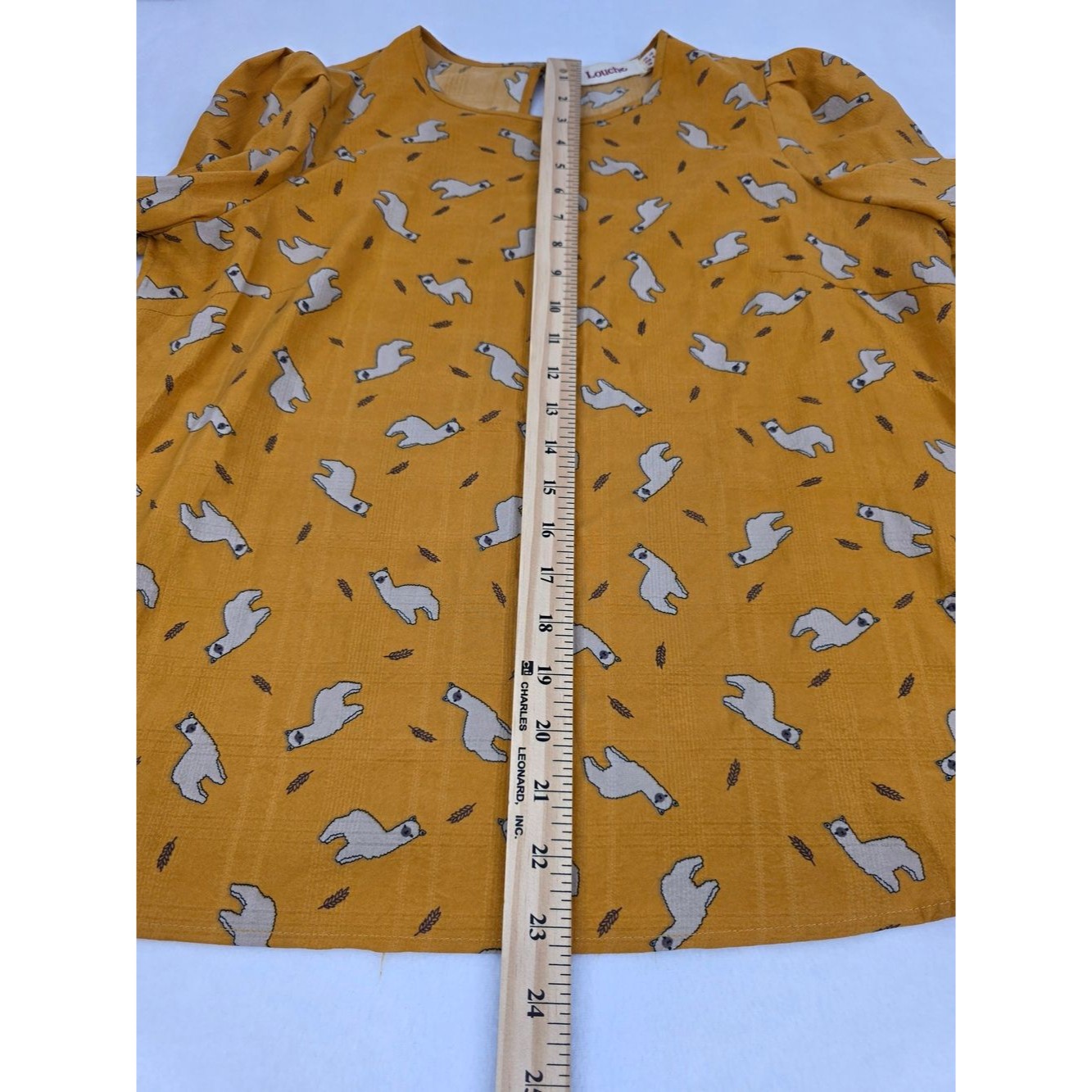 Anthropologie Size 6 Yellow Llama Print Blouse 3544-Ap — image 6 of 8